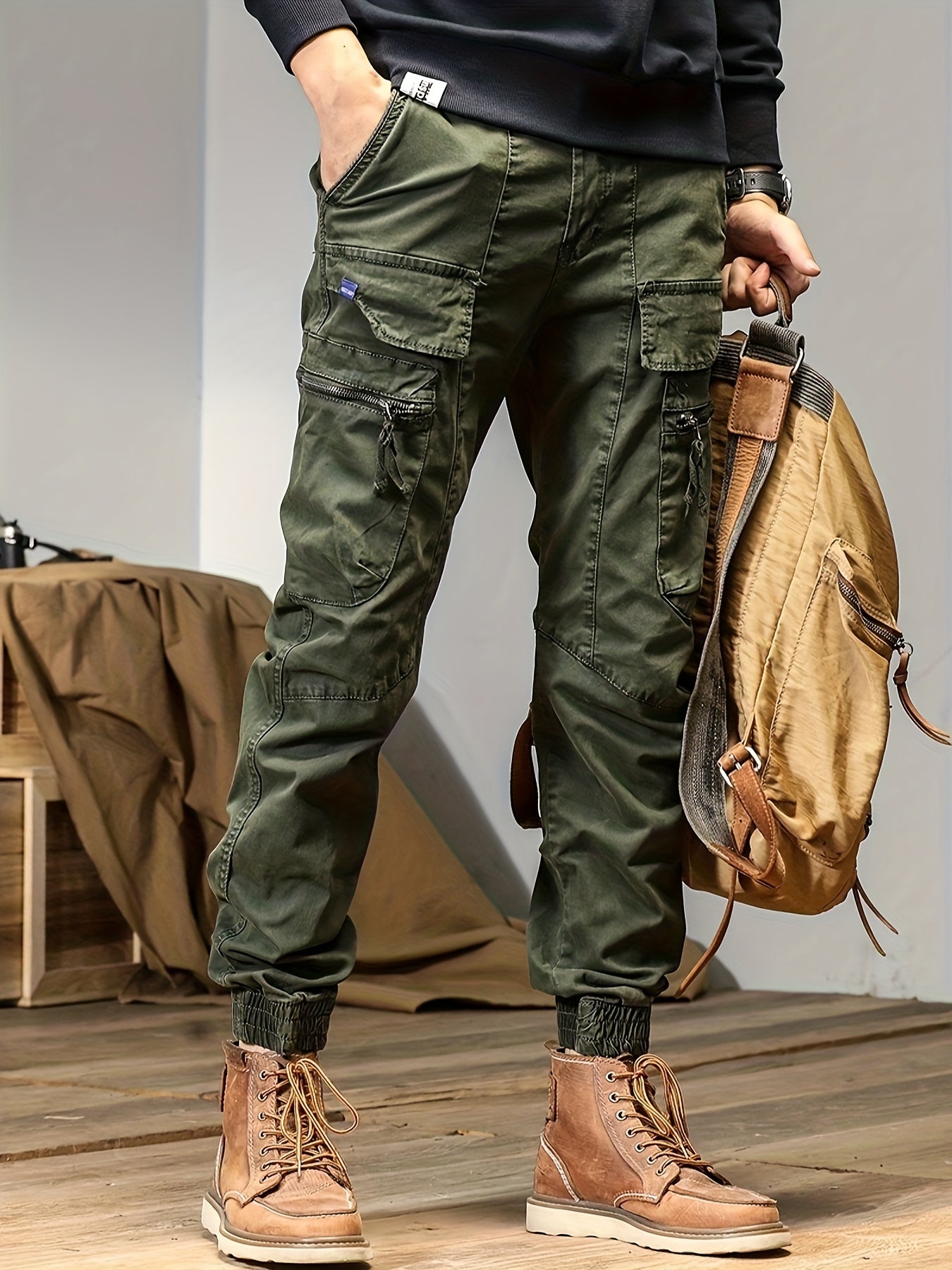 TRENDY™ Solid Cargo Cotton Trousers