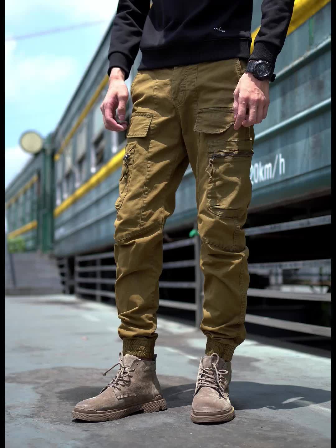 TRENDY™ Solid Cargo Cotton Trousers