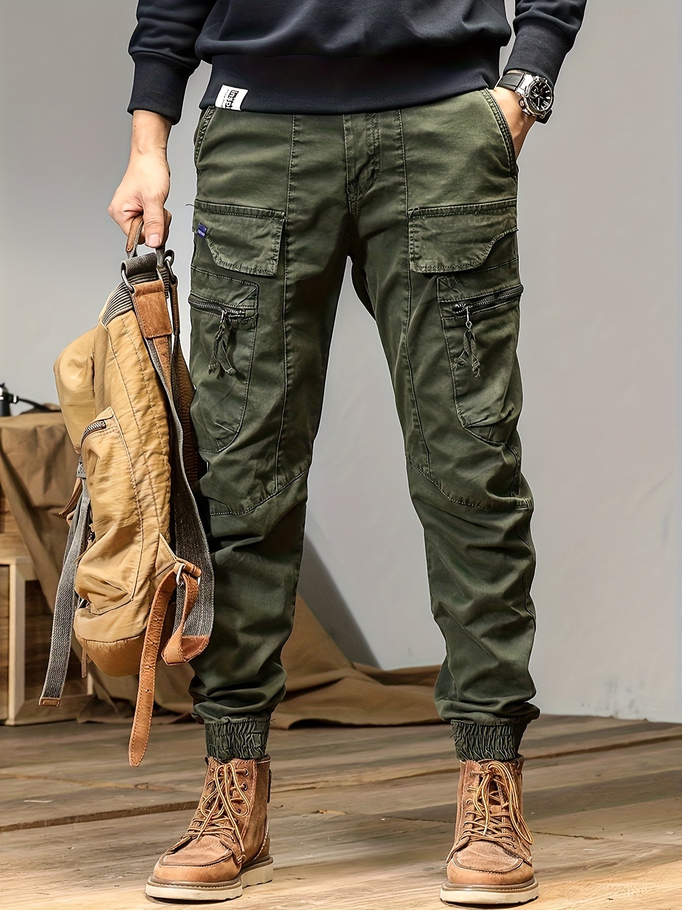 TRENDY™ Solid Cargo Cotton Trousers